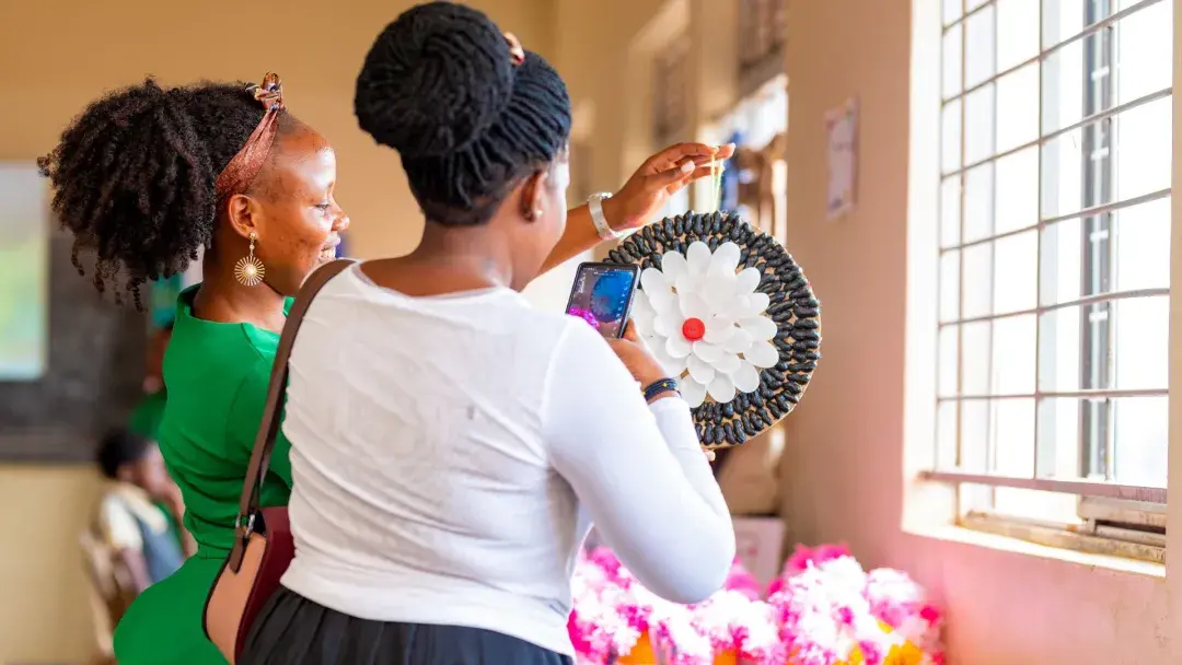 Parent appreciating handwork