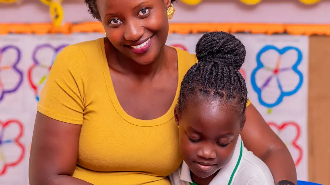 Parent checking classwork