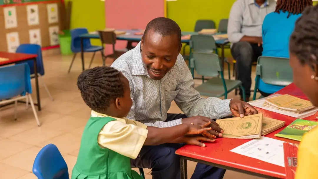 Parent checking classwork