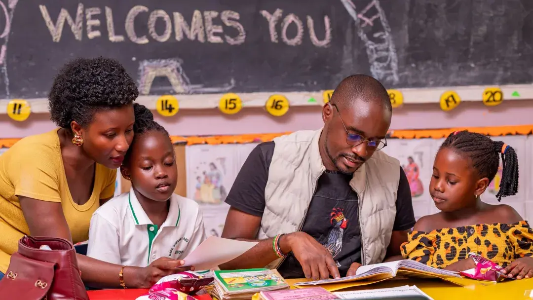 Parents checking classwork