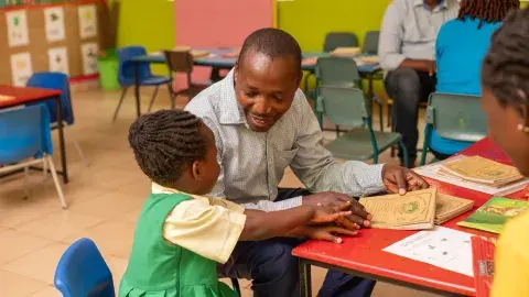 Parent checking classwork