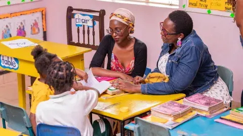 Parents checking classwork